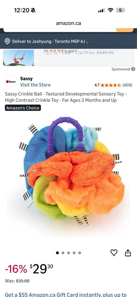 Sassy Crinkle Ball Sensory Toy - photo 2