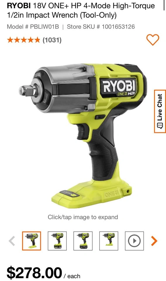 Ryobi ONE+ HP 18V 1/2in High Torque Impact Wrench - photo 4
