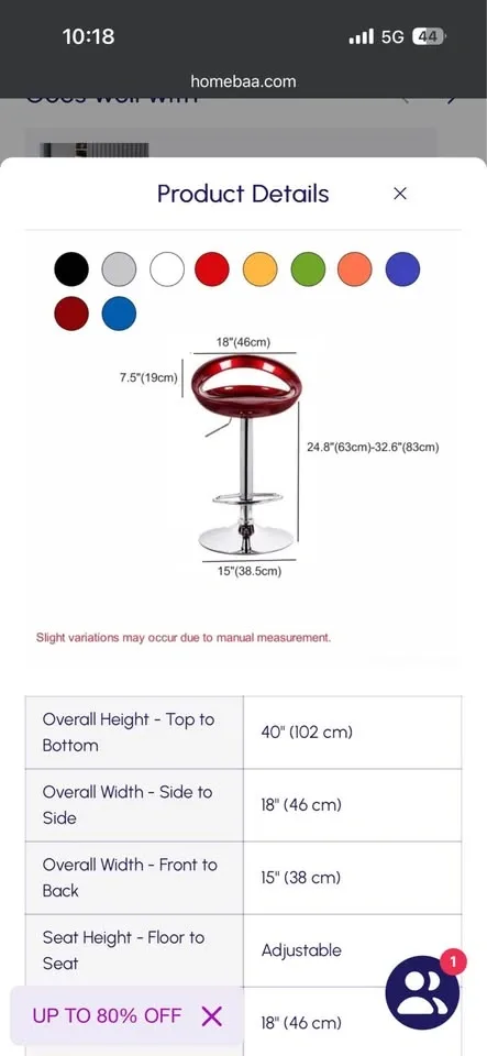 Pair of adjustable height swivel stools - photo 5