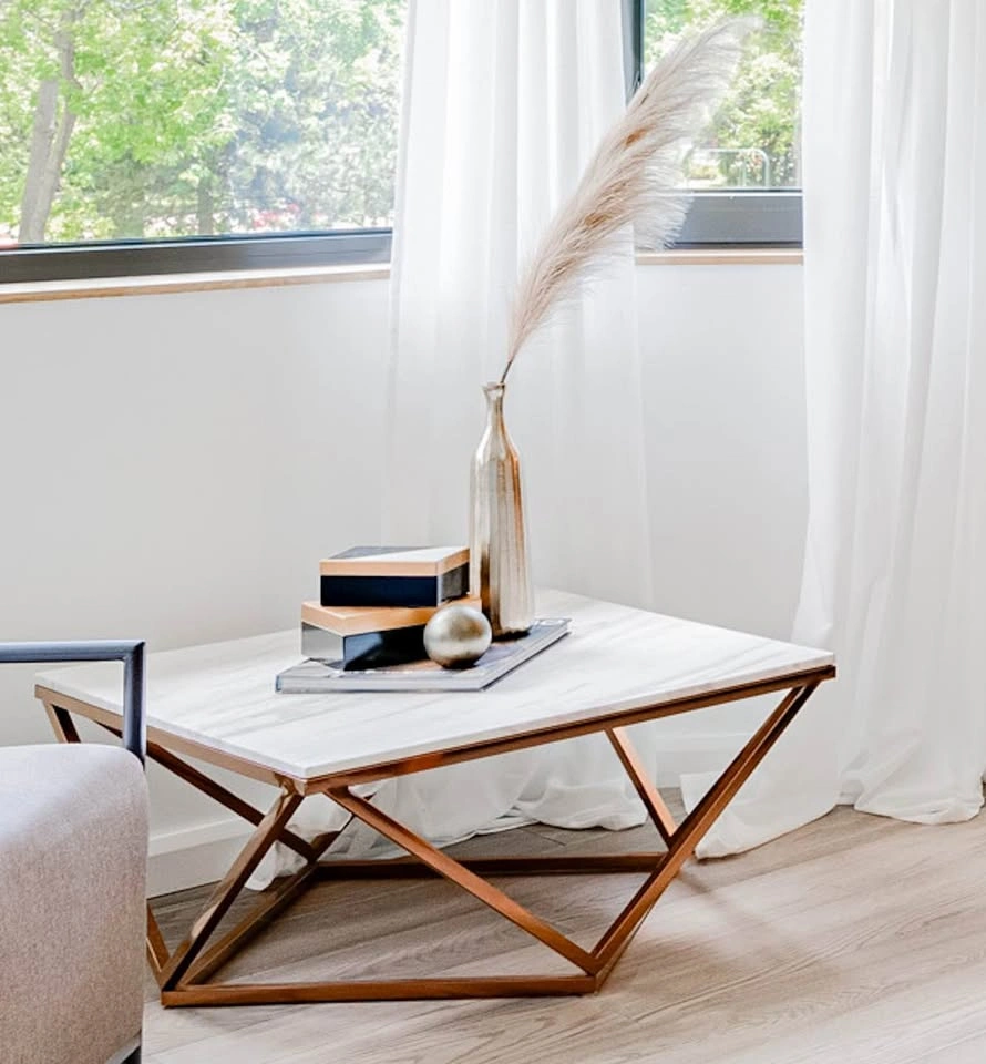 Beautiful Real marble coffee table with rose gold base