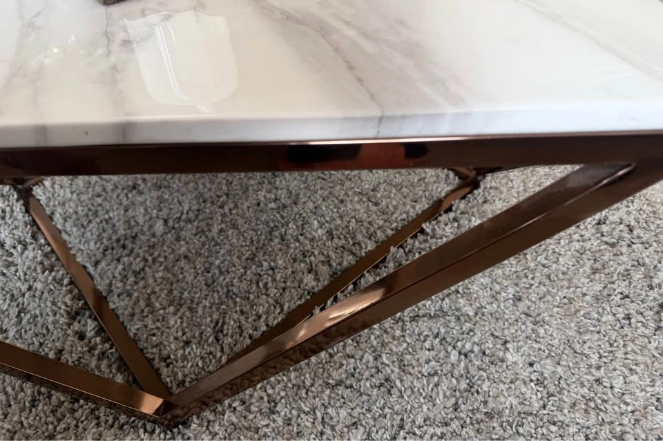 Beautiful Real marble coffee table with rose gold base - photo 3
