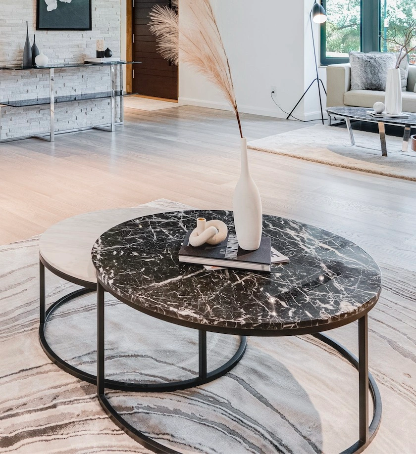 2 Modern Real Marble Nesting Tables - photo 2