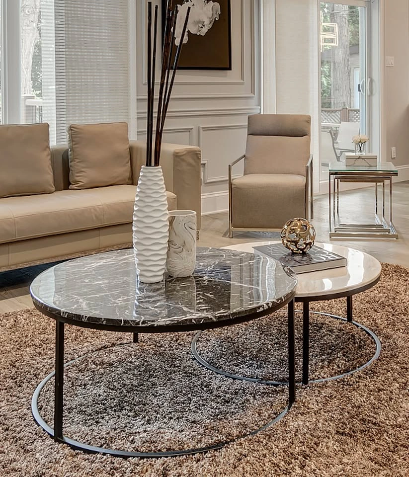 2 Modern Real Marble Nesting Tables - photo 4