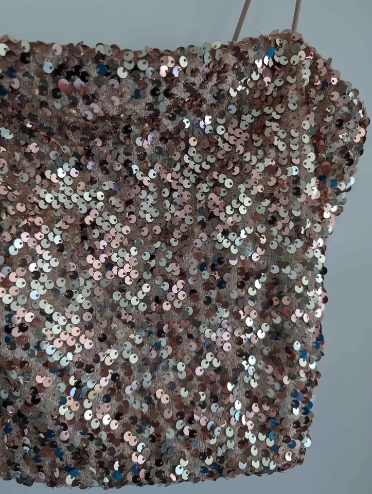 Garage Rose Gold Sequin Crop Top - Size S/P (Small) - photo 2