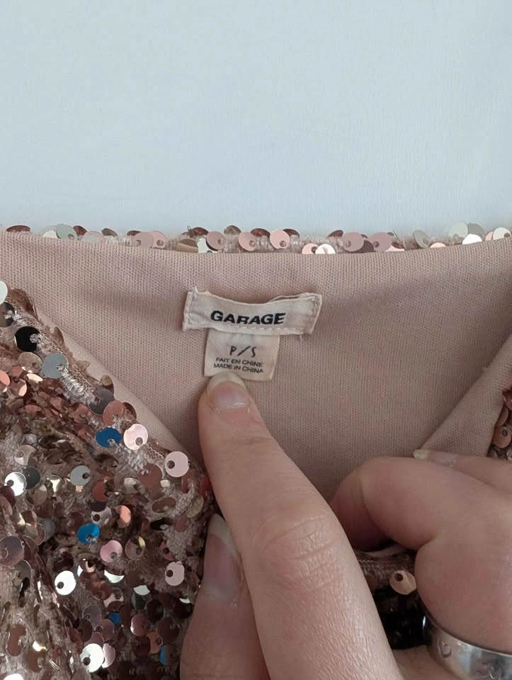 Garage Rose Gold Sequin Crop Top - Size S/P (Small) - photo 3