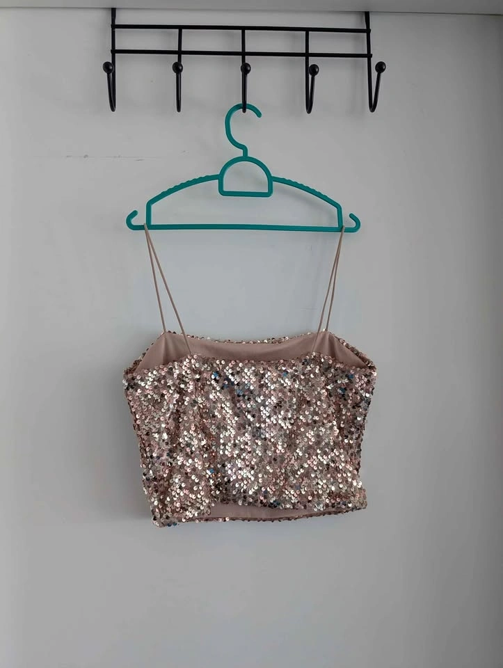 Garage Rose Gold Sequin Crop Top - Size S/P (Small) - photo 4