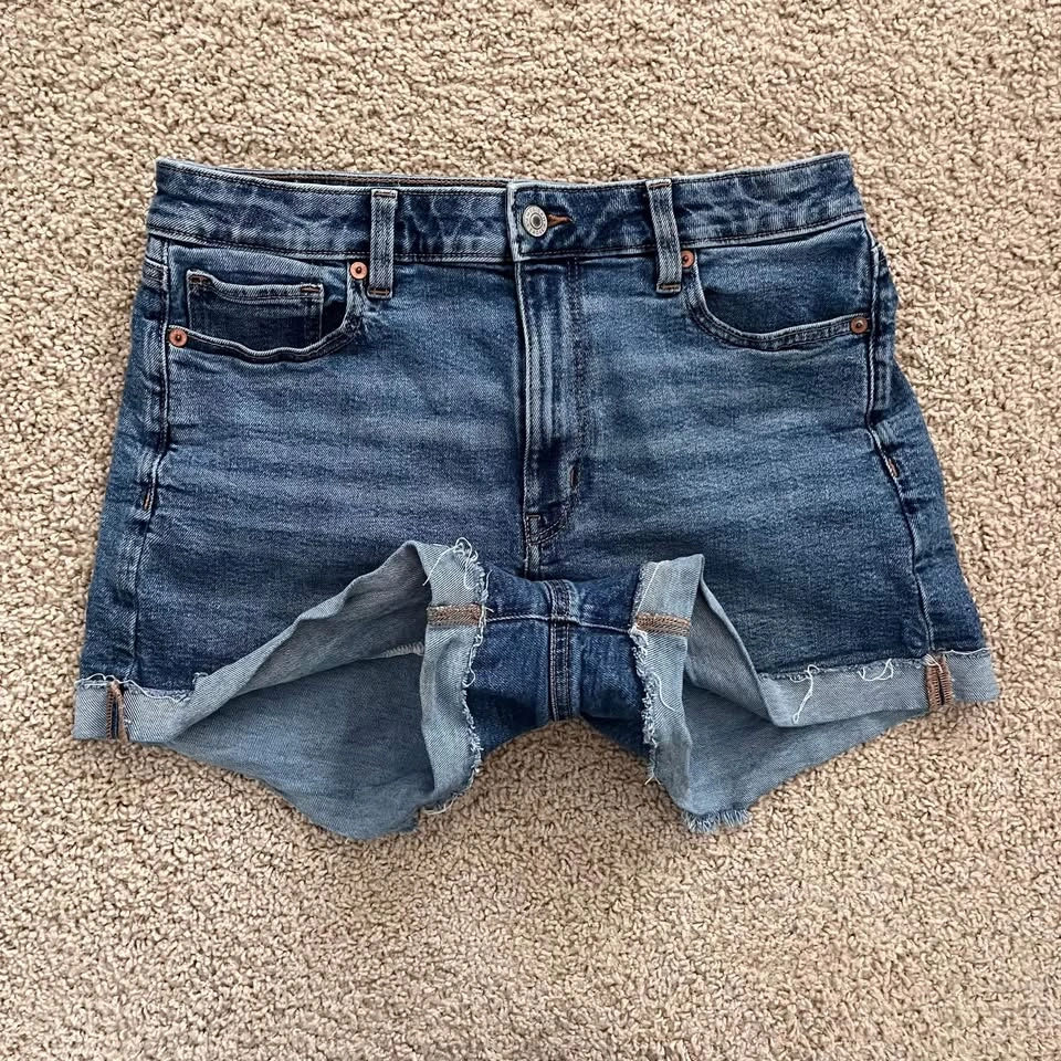 American Eagle Mom Shorts Size 10 Stretch Denim Cuffed High Rise - photo 5