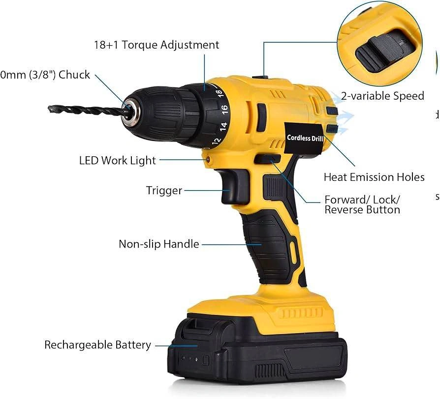 20V Cordless Electric Drill with Accessories