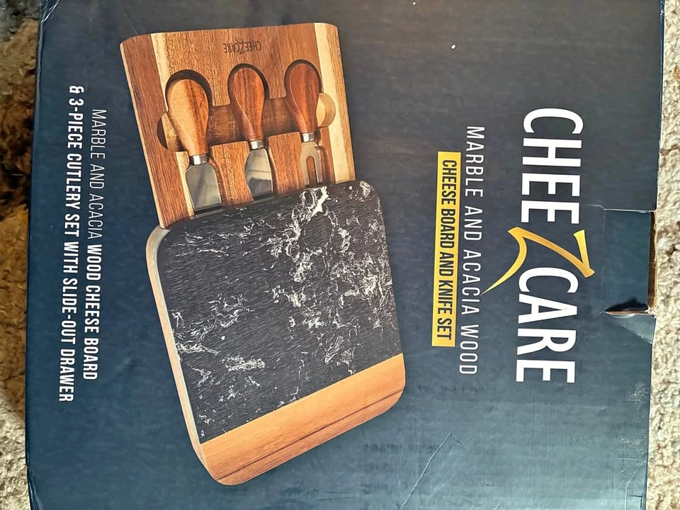 Cheezcare Marble & Acacia Wood Cheese Board Set