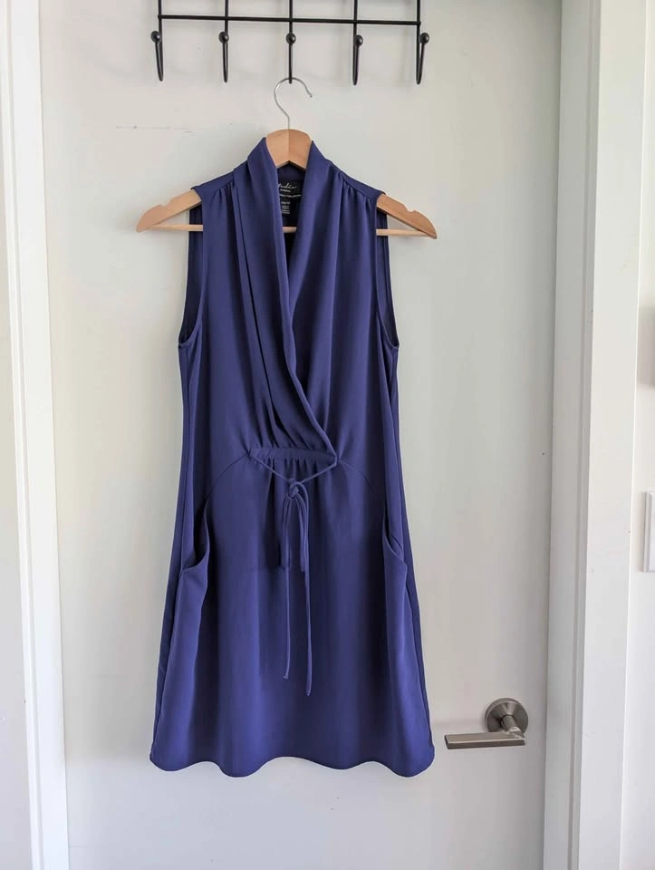 Studio Le Château Blue Sleeveless Dress Pockets XXS (Fits S)