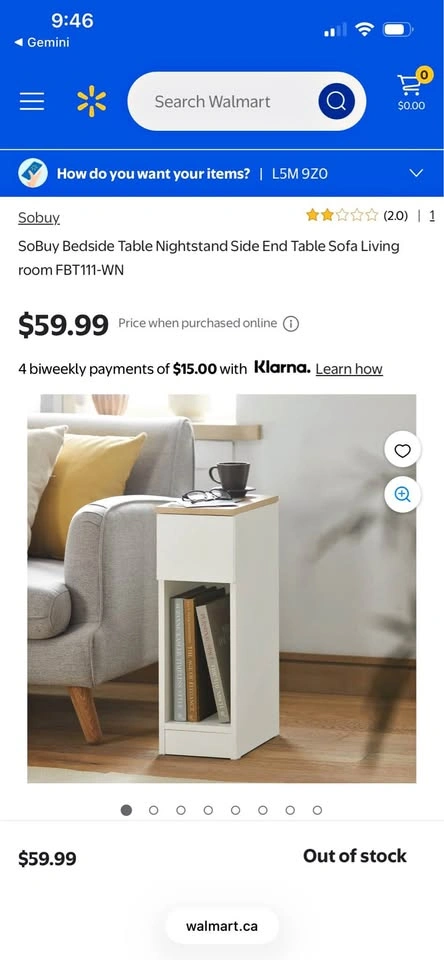 SoBuy Narrow Nightstand - Brand New In Box