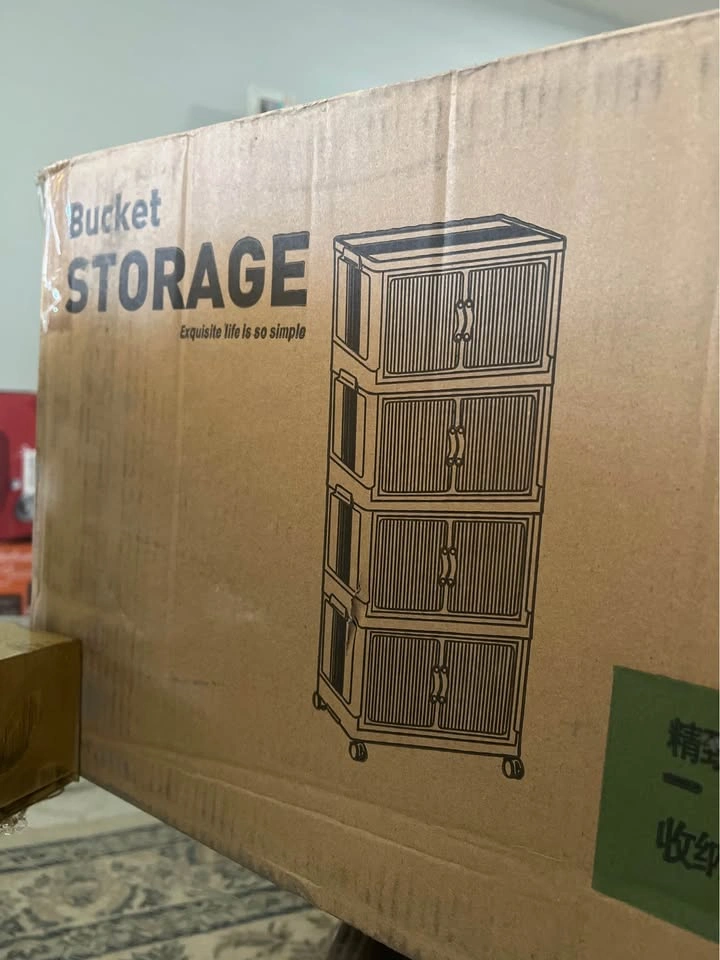 Intexca 4-Tier Stackable Storage Cabinet w/ Wheels - photo 3