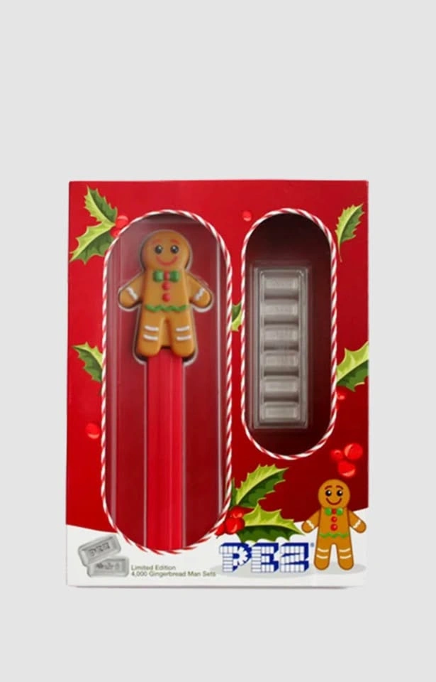PEZ Gingerbread Man Silver Wafers & Dispenser Gift Set - photo 3