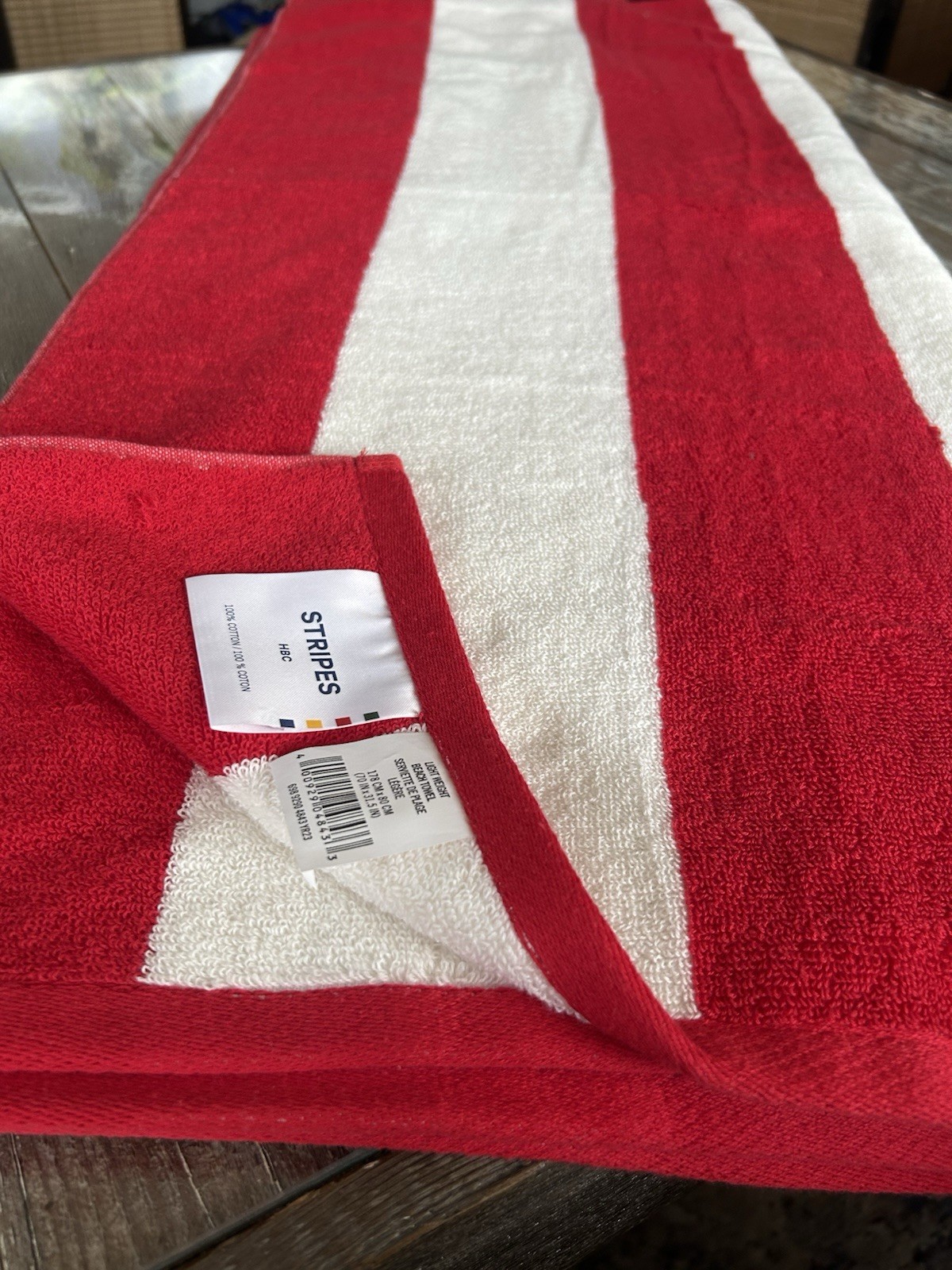 HBC Stripes Red/White Cotton Beach Towel - photo 4