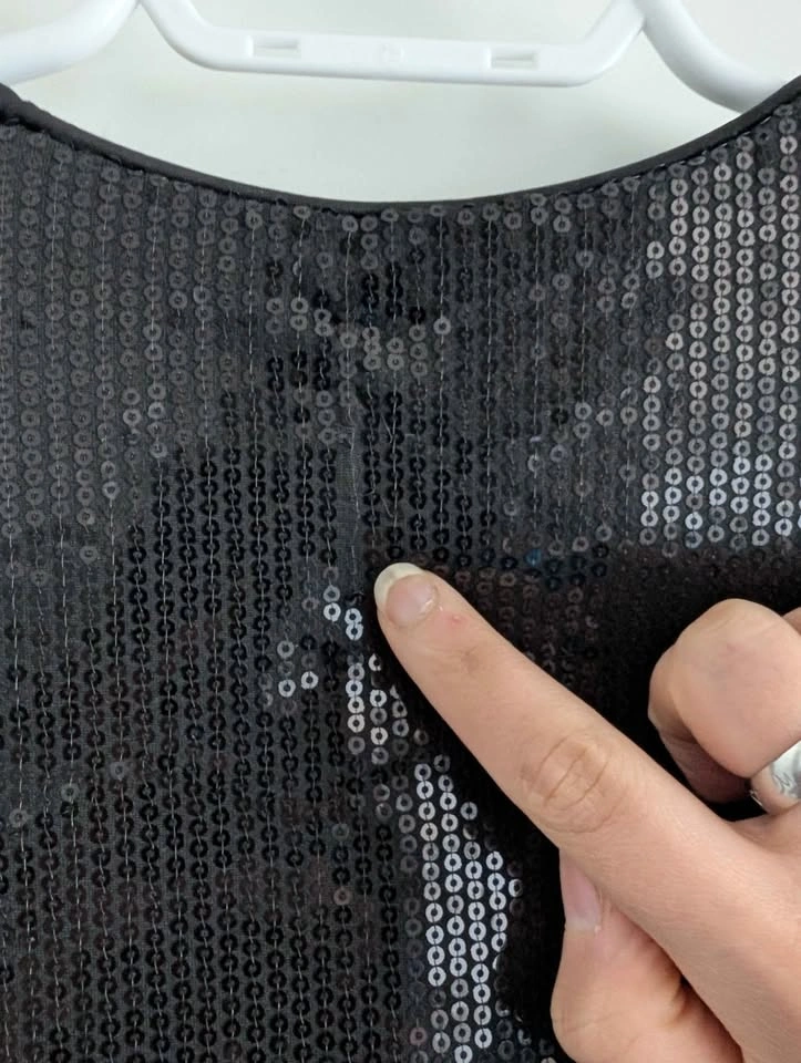 Dynamite Black Sequin Top with Shoulder Pads (XS) - Fits like S - photo 3
