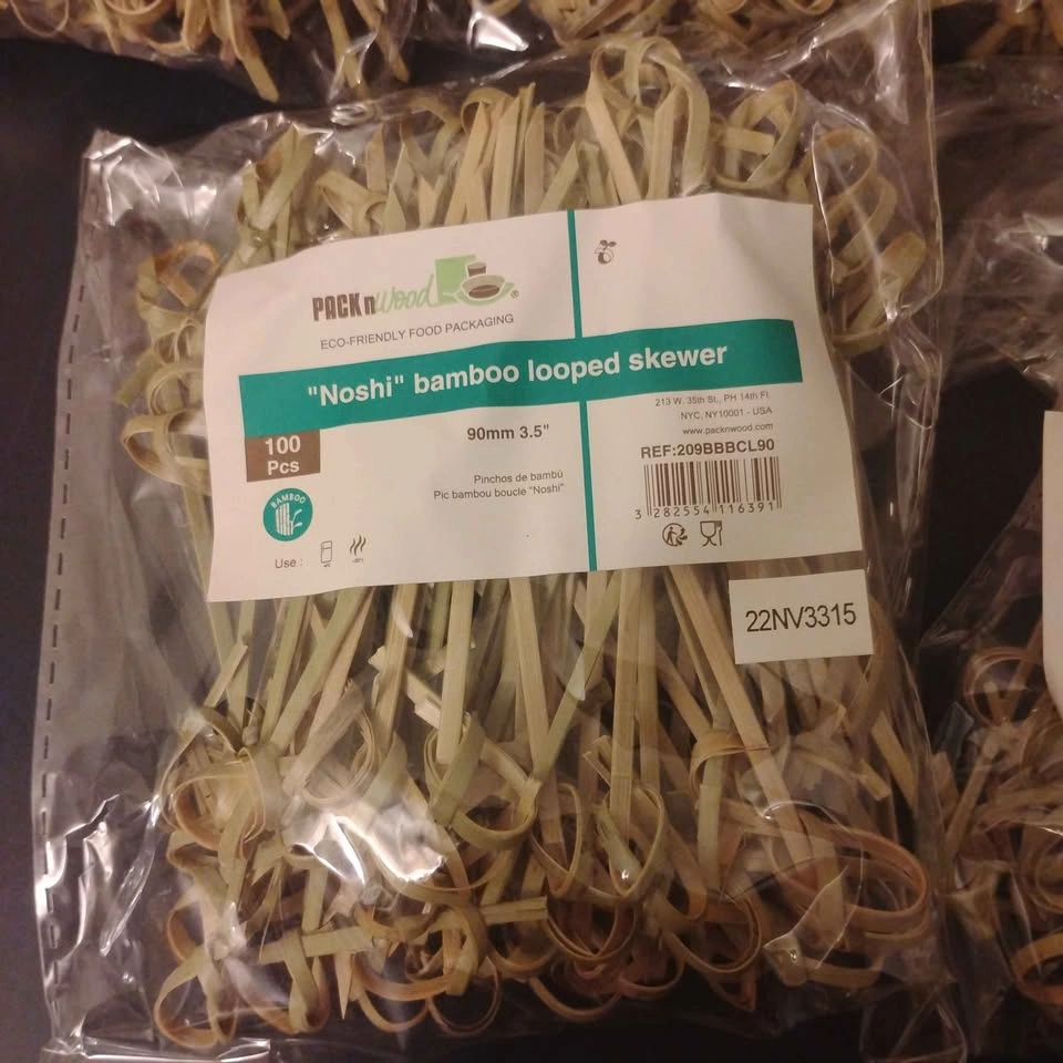 5 x 100pcs Noshi Bamboo Looped Skewers 90mm / 3½" - photo 2