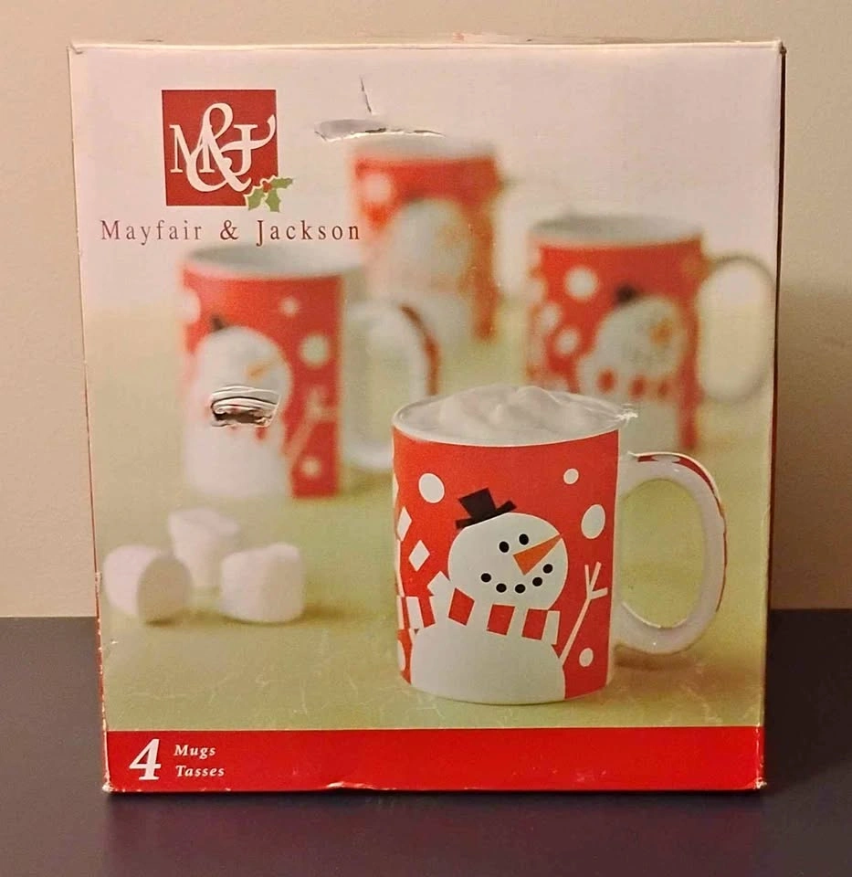 Mayfair & Jackson 4 Christmas Snowman Mugs