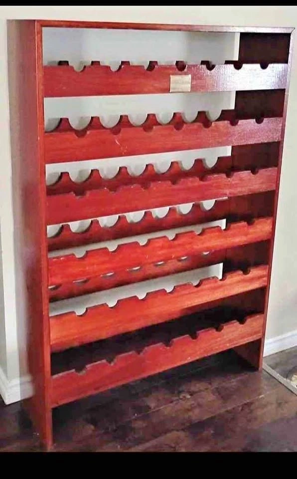 Mahogany Wine Rack, 54" x 37", Holds 42 Bottles