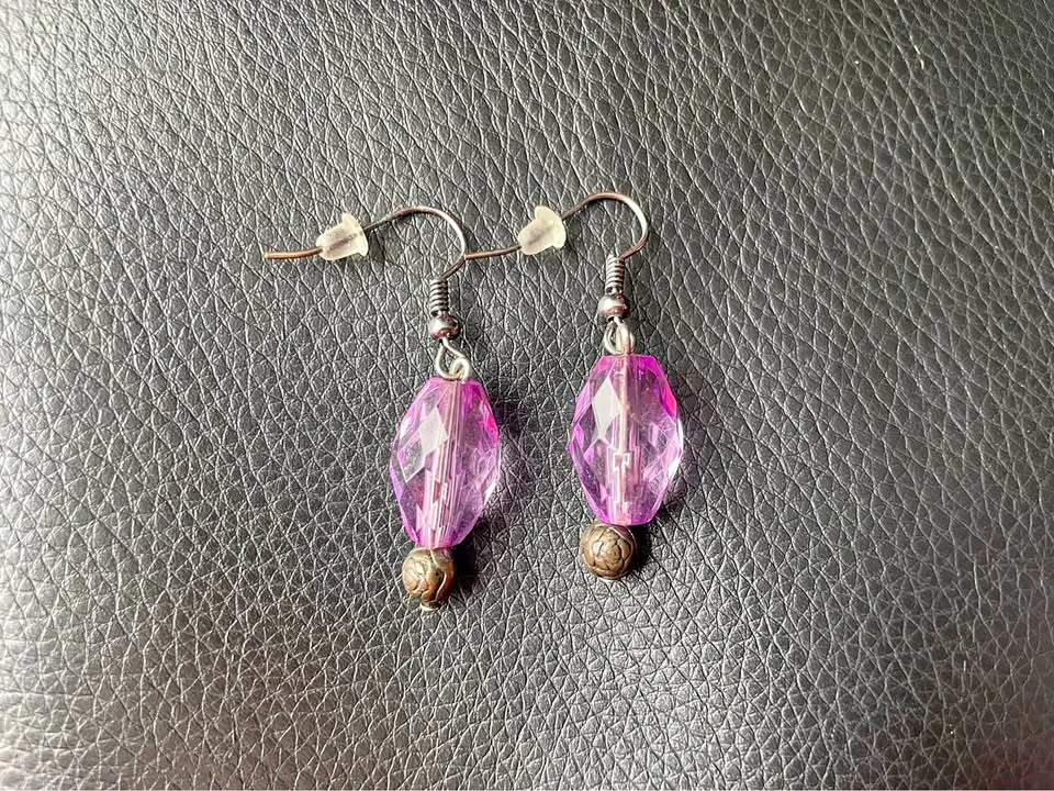 Purple bead earrings