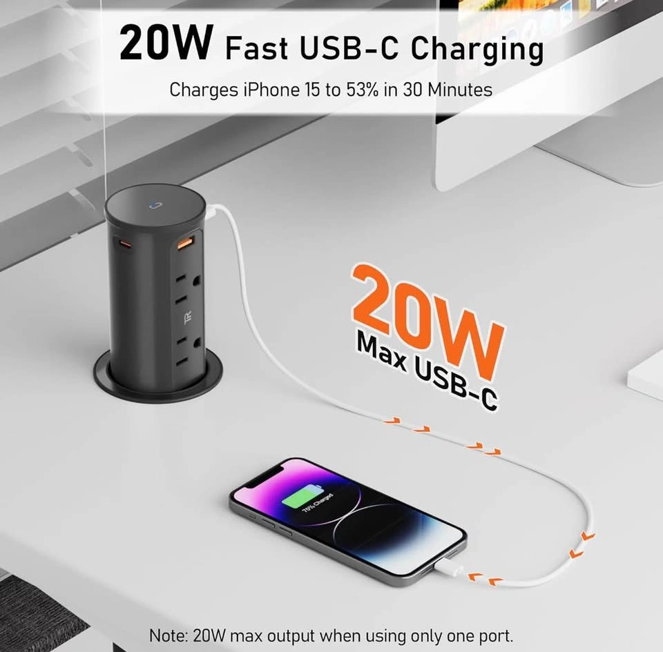 9-in-1 Pop Up Power Outlet Charging Station w/ Wireless Charger - photo 4