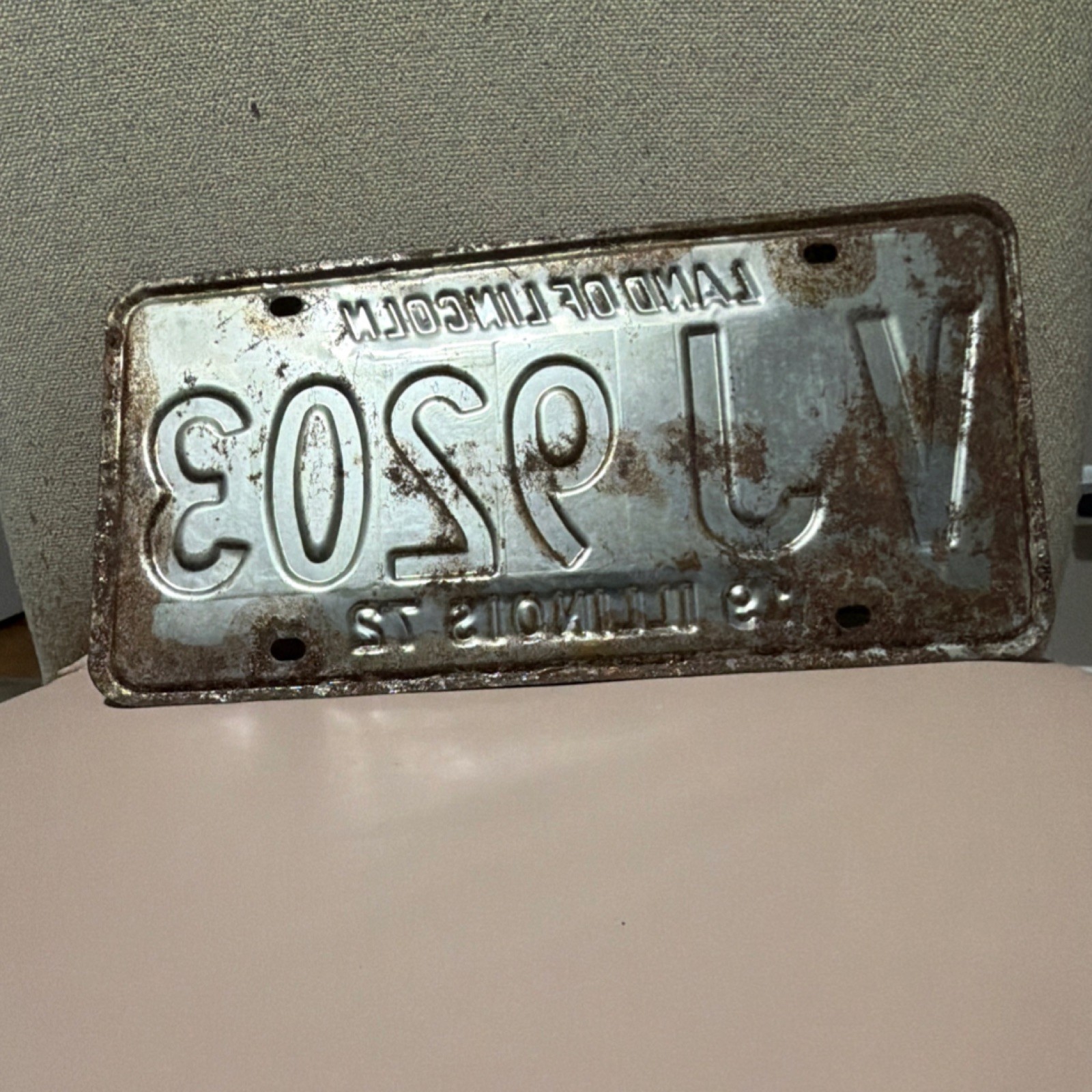 Illinois License Plate Land of Lincoln 1972 VJ 9203 Vintage Coll - photo 2
