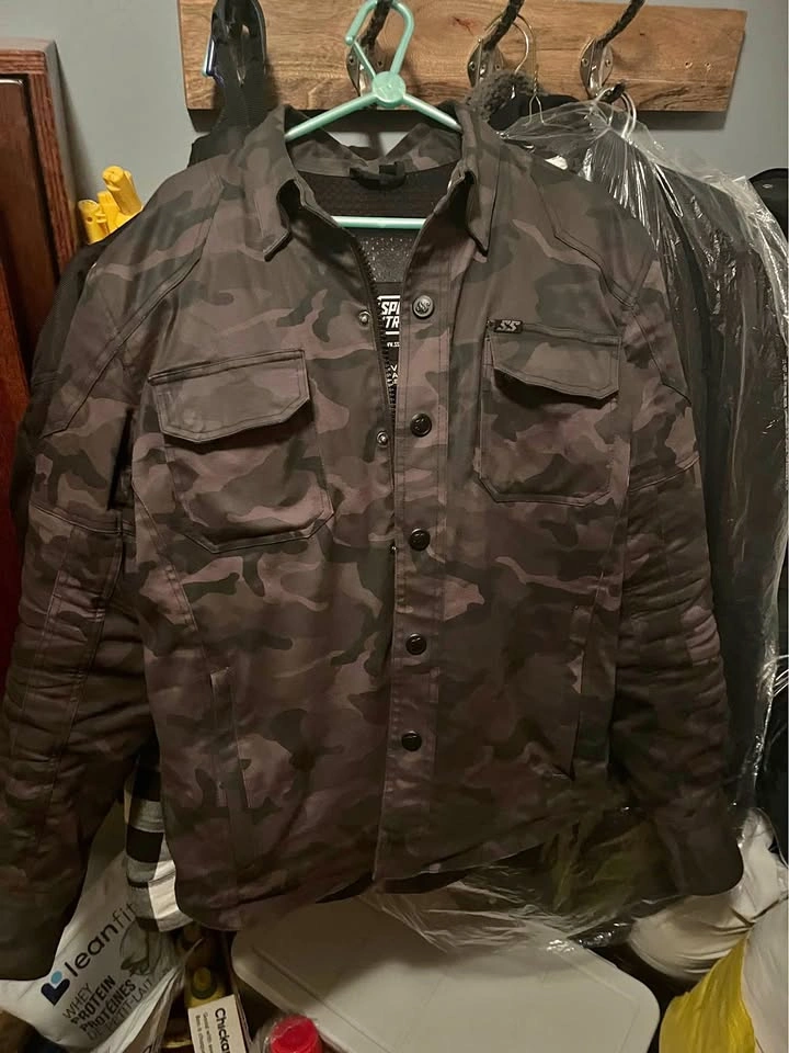 Motorcycle Jacket – Black Camo – Arm, Shoulder & Spine Protectio