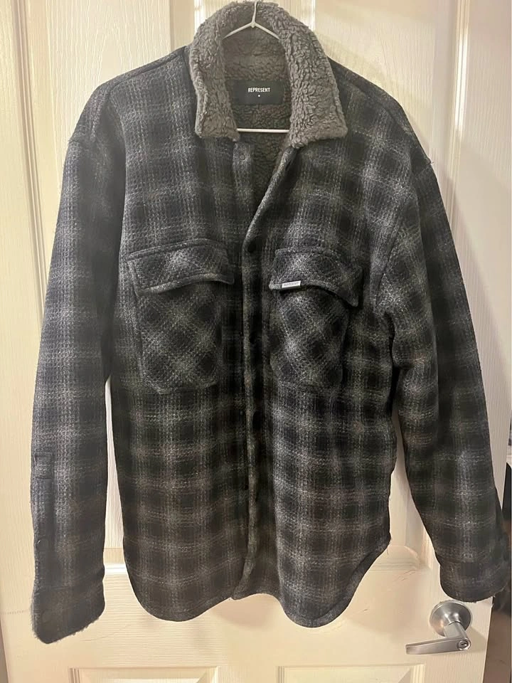 Men's Medium Represent Wool Plaid Jacket