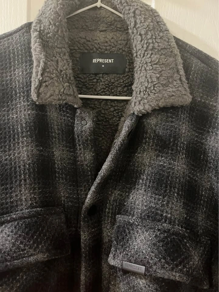 Men's Medium Represent Wool Plaid Jacket - photo 2