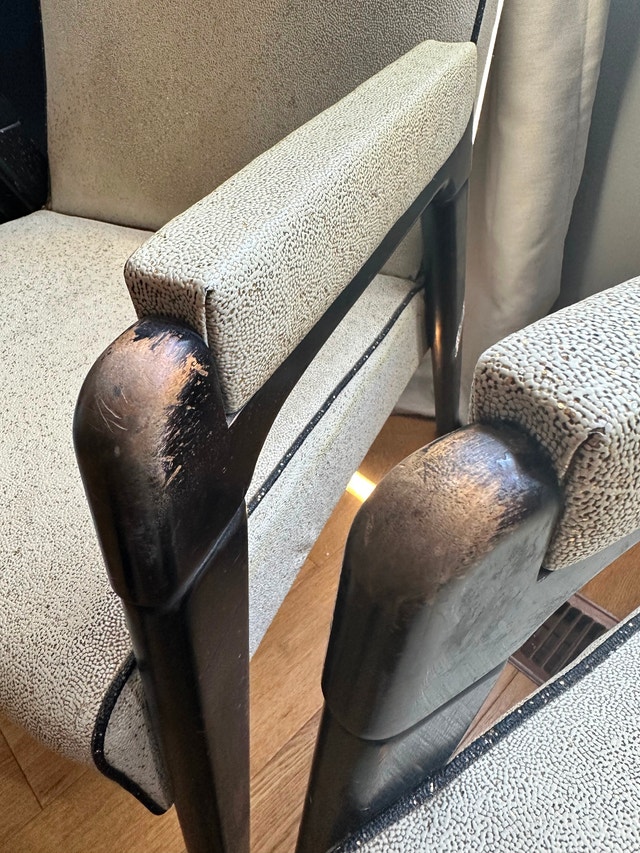 MCM Vinyl Gold Fleck Arm Chairs - 2 Available - photo 3