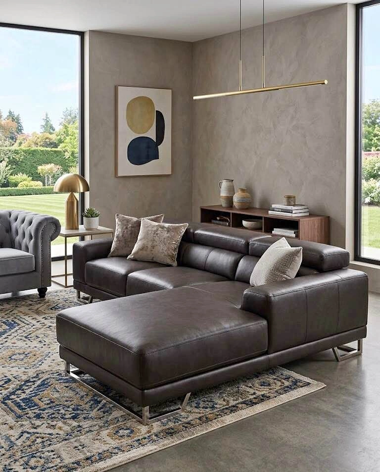 SOFA SECTIONAL (REAL LEATHER) - NEW
