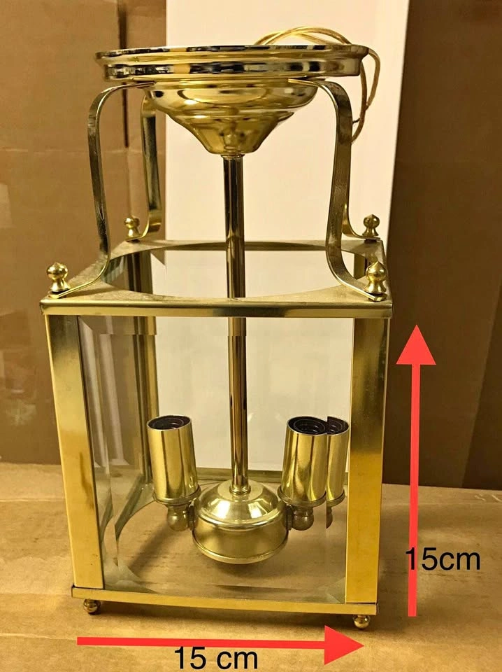 Brass and Glass Lantern Pendant Light x 4