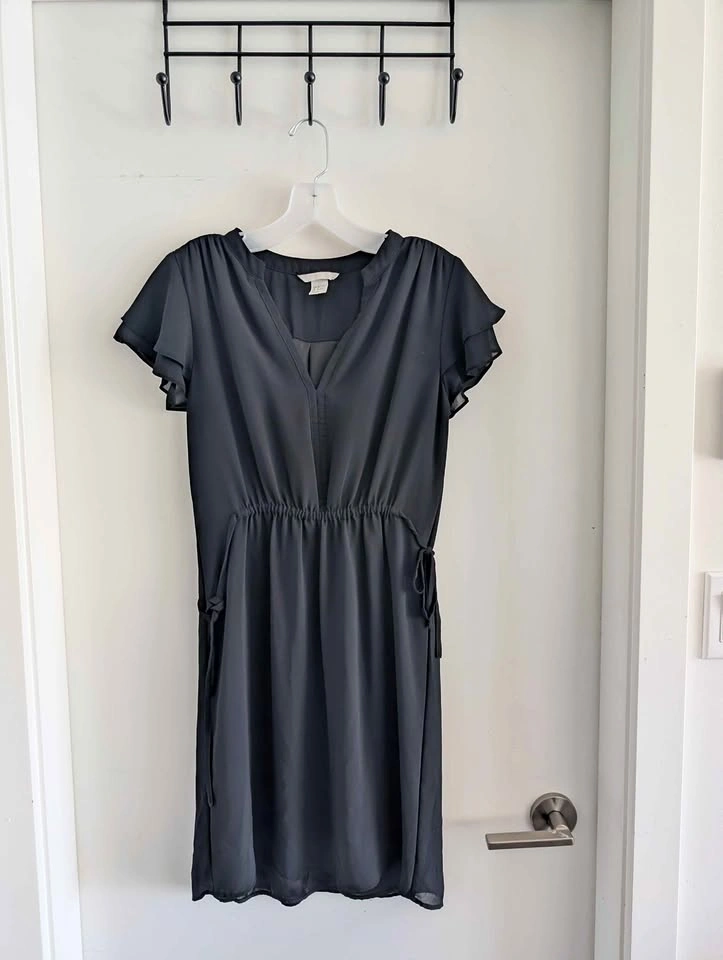 H&M Black Flutter Sleeve Dress - Size 6 (US/CA)