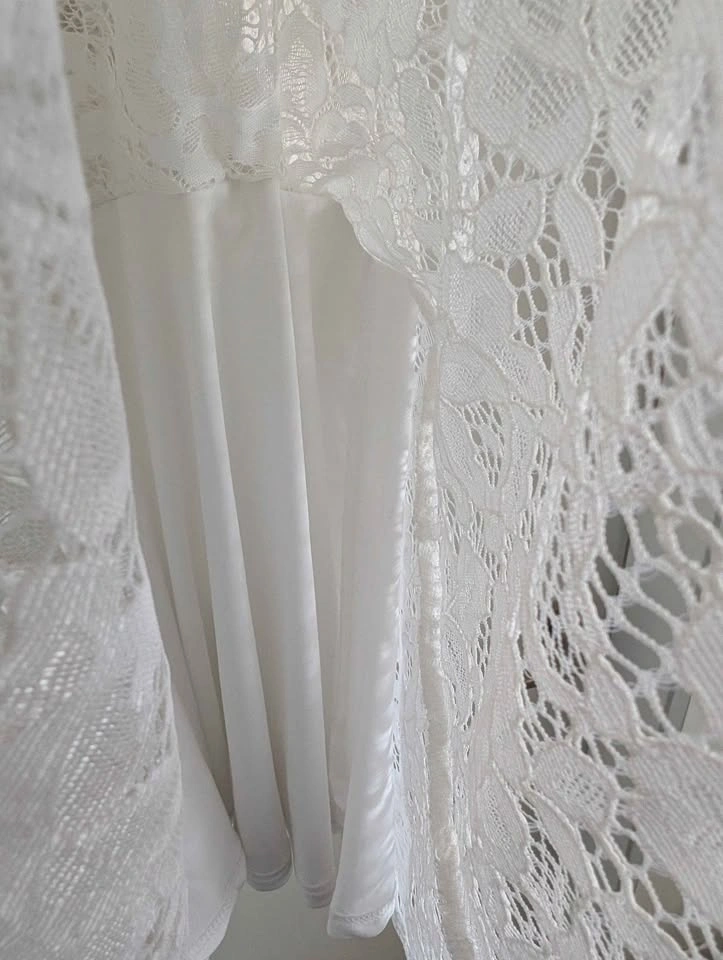 White Lace Halter Mini Dress Size S, Stretchy with padded cups - photo 3