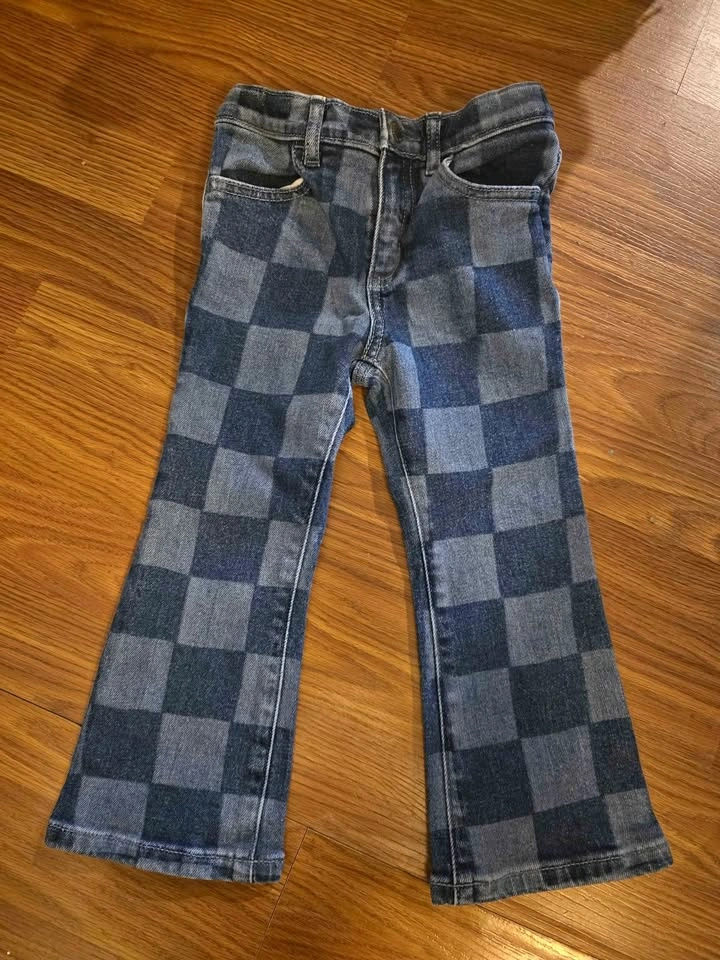 Adjustable Checkered Jeans - 3T Joe Fresh