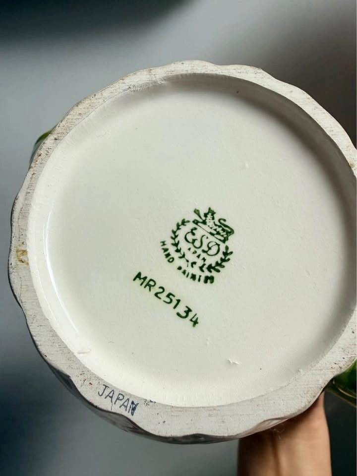 ESD Vintage Hand Painted Floral Basket Weave Teapot Mug Set - photo 2
