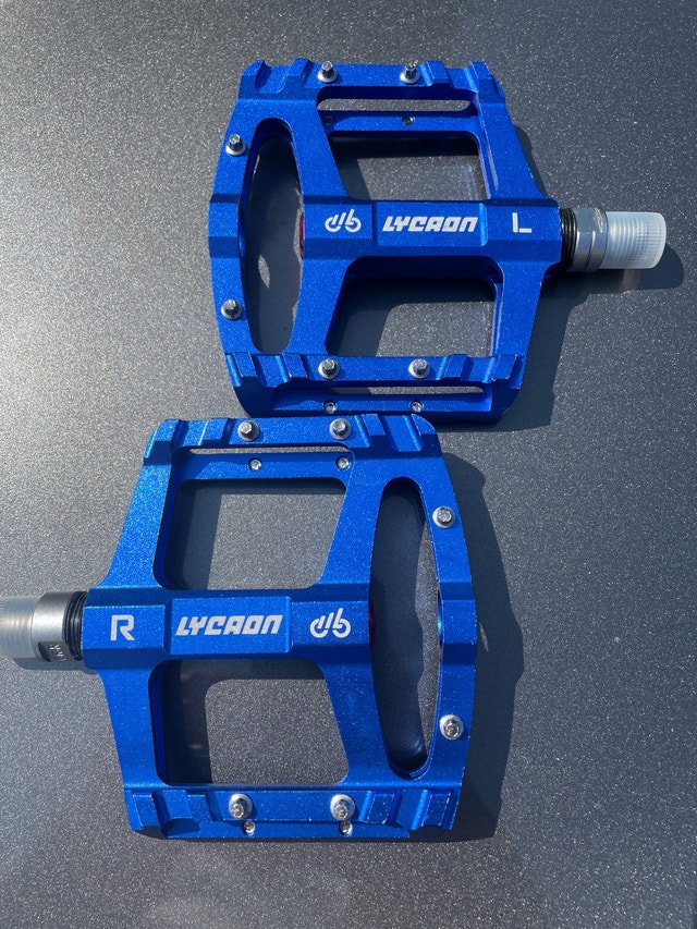 Lycaon Blue Platform Bike Pedals - Brand New