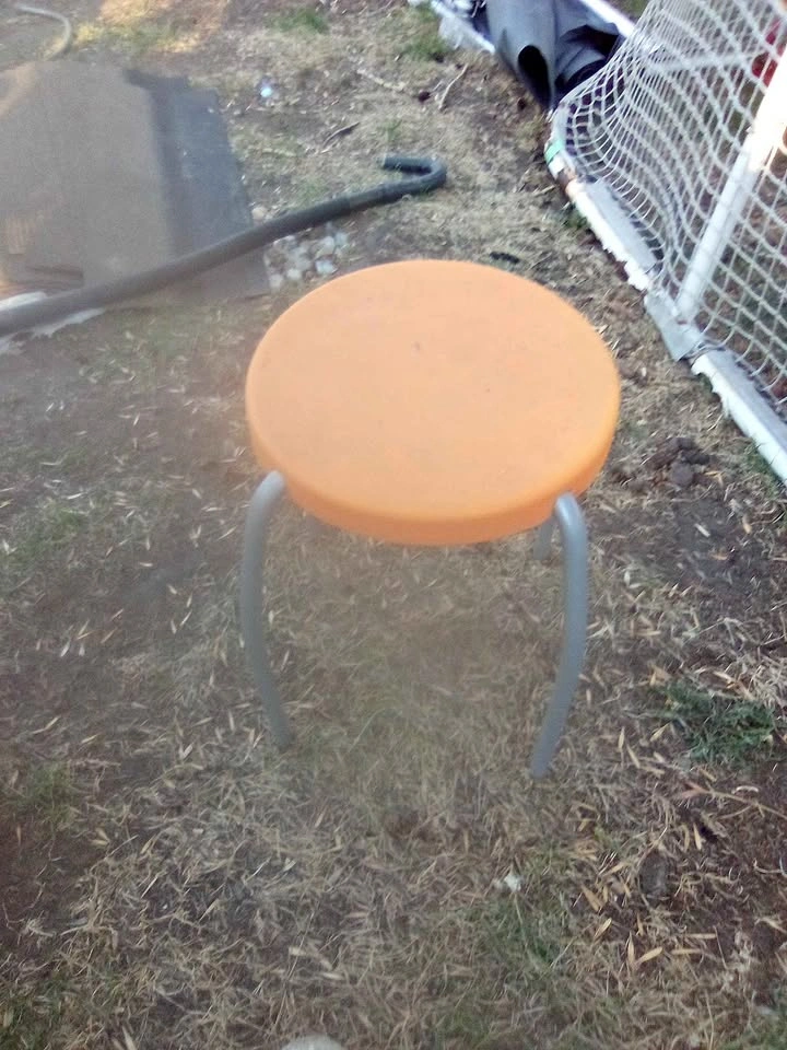 Orange Round Stool with Metal Legs