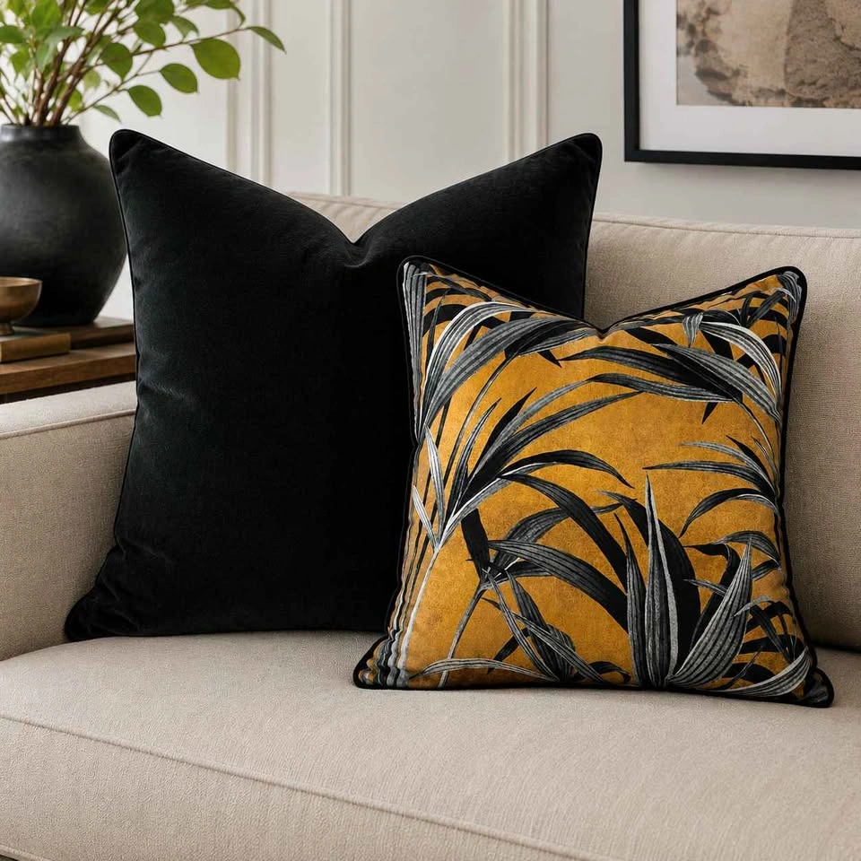 Set of 2 Palm Print Decorative Throw Pillows 18x18 - photo 3