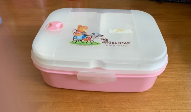 3 Cute Pink Bento Lunch Box with 3-Compartment Divider