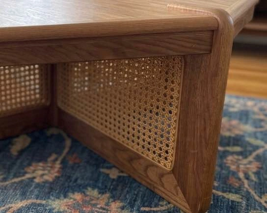 Vintage Mid-Century Hexagonal Oak Coffee Table – Starburst Grain - photo 2
