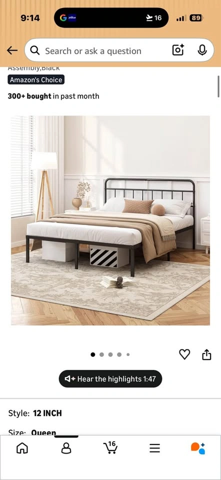 Queen mattress, frame & bedding - photo 2