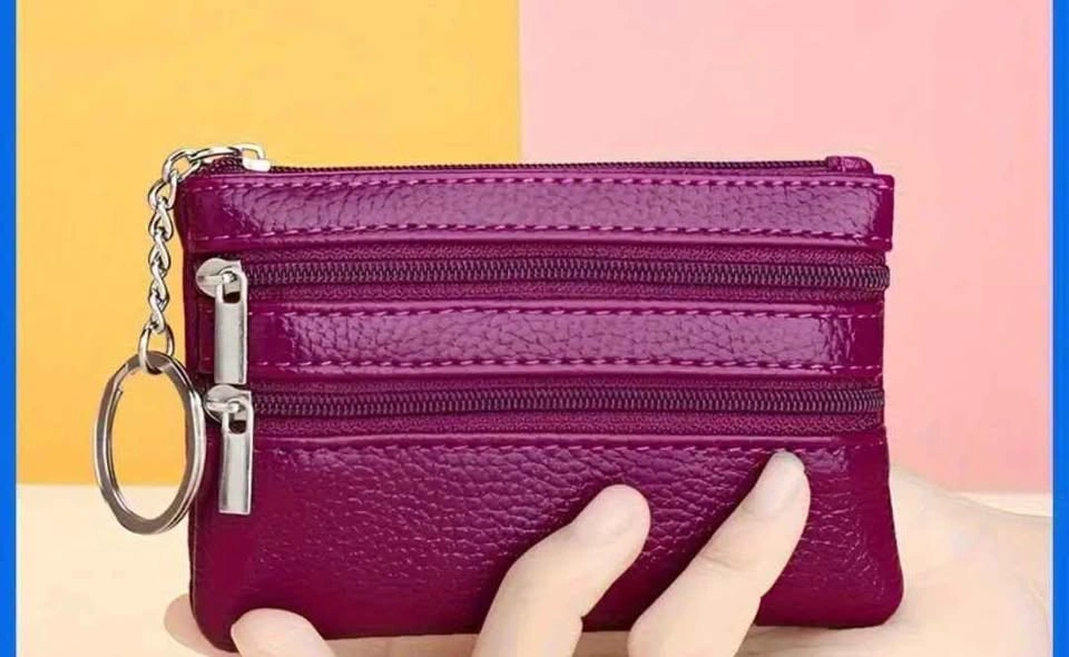 3 Colors New Pebbled Faux Leather Mini Coin Pouch & Keychain Wal - photo 2