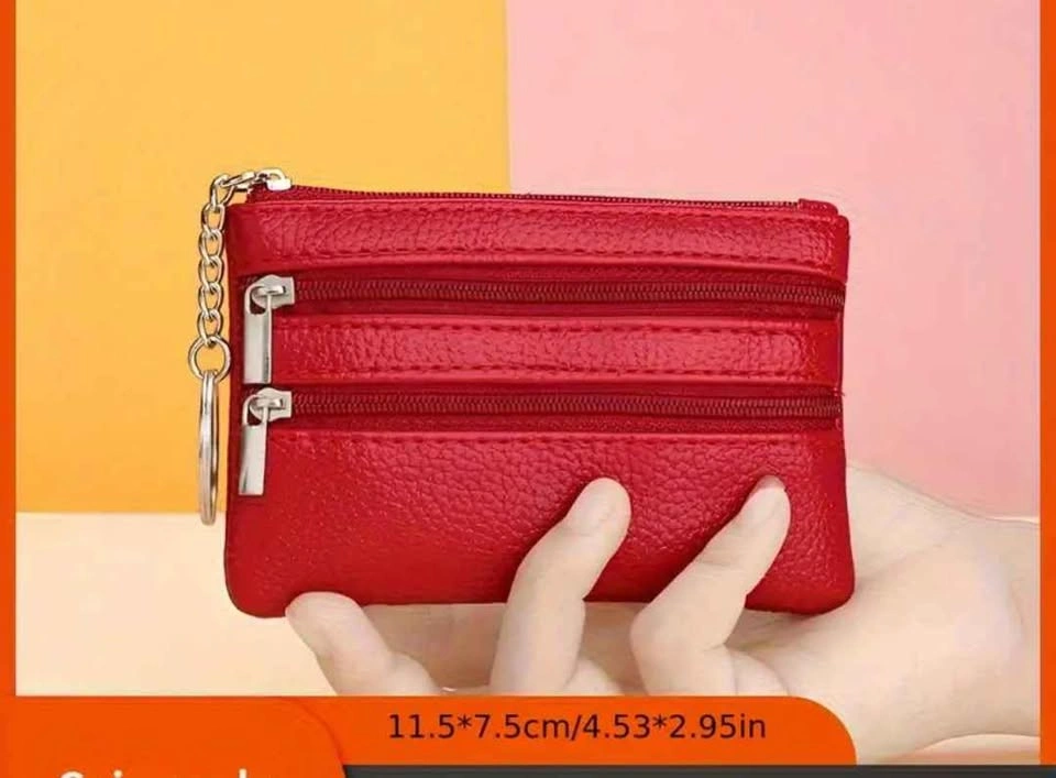 3 Colors New Pebbled Faux Leather Mini Coin Pouch & Keychain Wal - photo 3