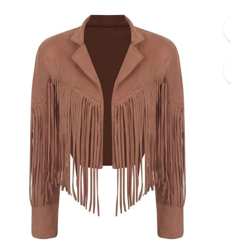 NEW Cropped Faux Suede Leather Fringe Western Jacket - XXL - photo 2