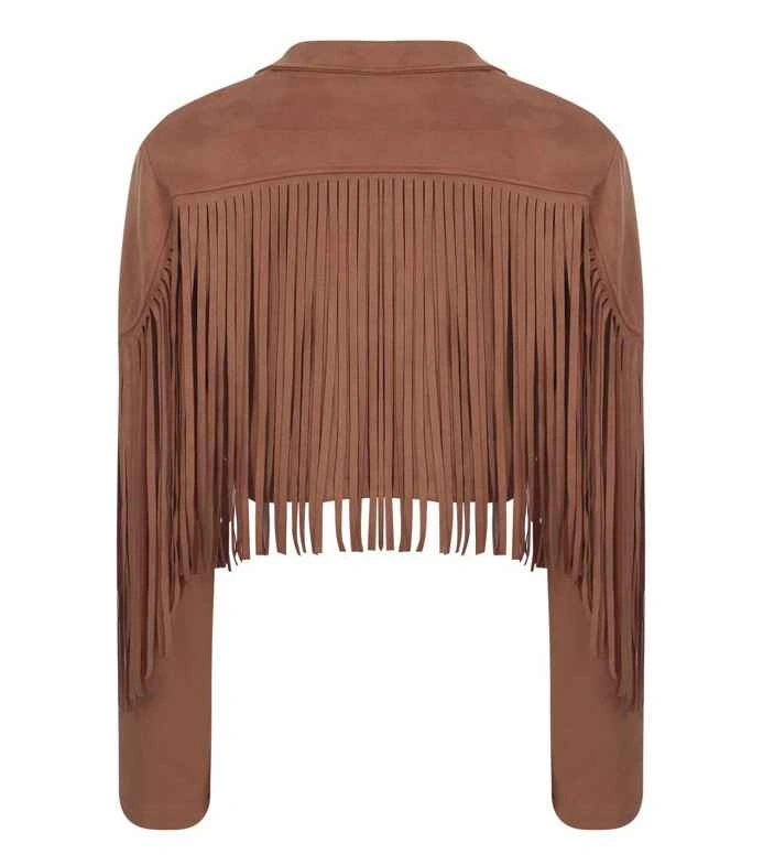 NEW Cropped Faux Suede Leather Fringe Western Jacket - XXL - photo 3