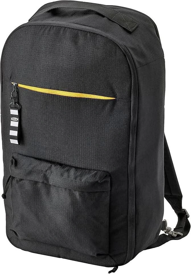 IKEA Black Backpack w Yellow Zipper