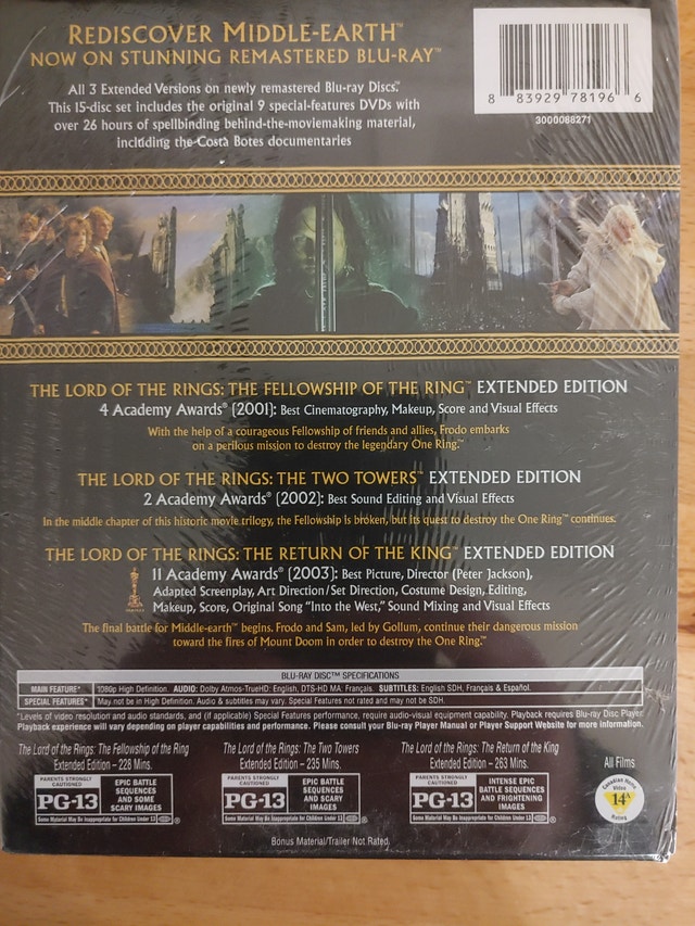 Sealed Lord of the Rings Trilogy Blu Ray Extended Editions New - photo 2