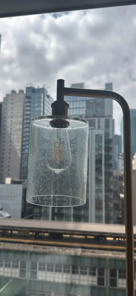 Brass Stand with Raindrop Glass Lamp Shade - photo 2