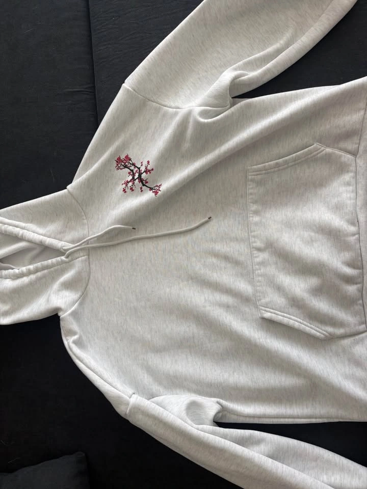 XXL Light gray Sakura cherry blossom hoodie - photo 2