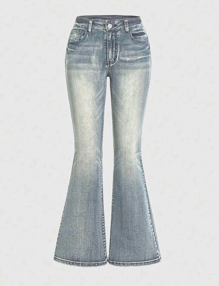 SZ18-20 Plus Light Wash Flared Jeans with Wing Embroidery Y2K Al - photo 2
